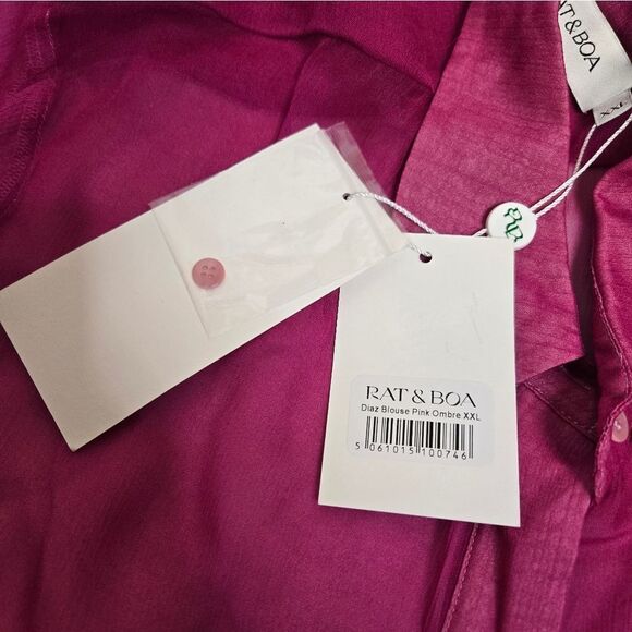 NEW Rat & Boa ombre pink sheer Diaz oversized chiffon‎ blouse XXL - Picture 5 of 11